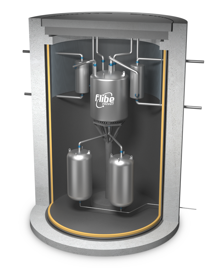 Rendering of Flibe thorium reactor with other system components