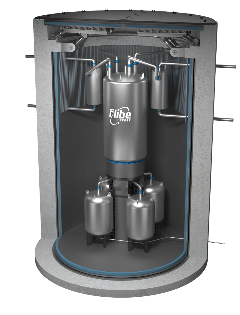 Rendering of Flibe thorium reactor with other system components