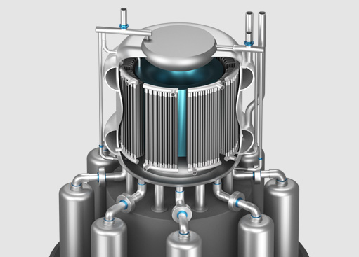 Cutaway rendering of the SCIFR reactor revealing the core internals