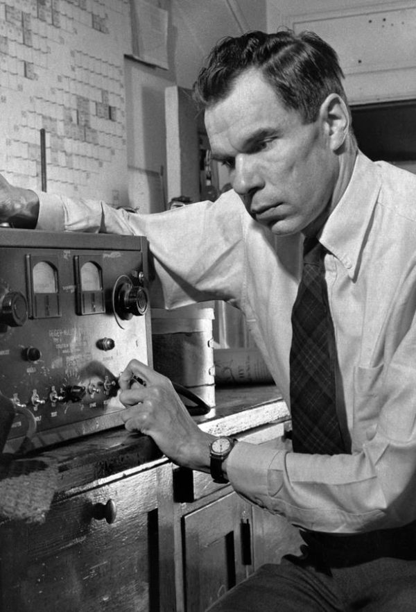 Dr. Glenn Seaborg working in the laboratory